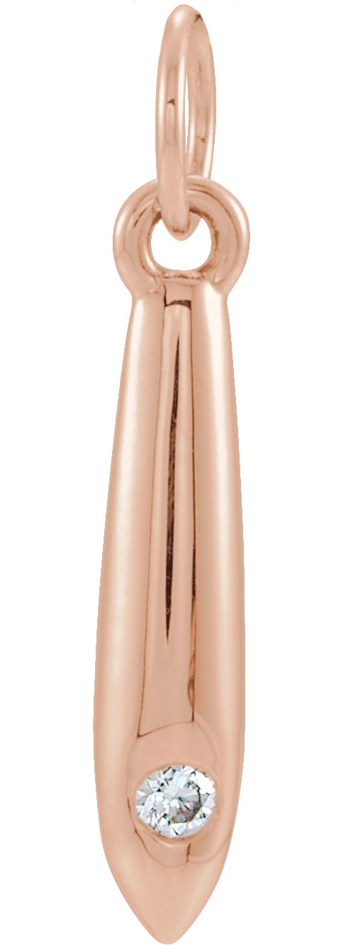 14K Gold Round Natural Diamond Accented Geometric Necklace or Pendant - Rose Gold