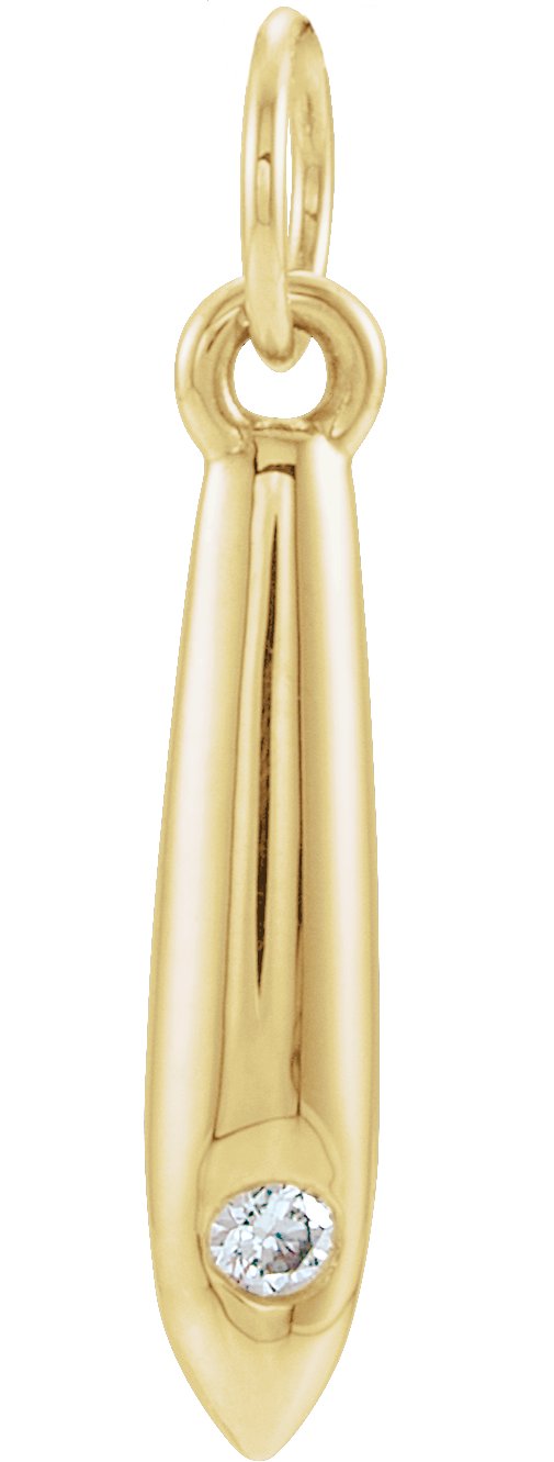 14K Gold Round Natural Diamond Accented Geometric Necklace or Pendant - Yellow Gold