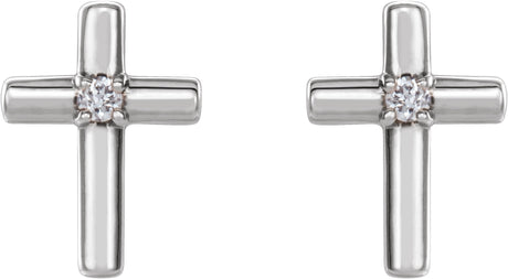 Platinum Round Natural Diamond Solitaire Cross Earrings - view 2