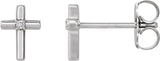 Platinum Round Natural Diamond Solitaire Cross Earrings