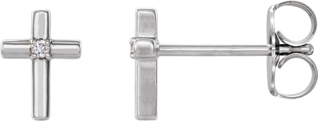 Platinum Round Natural Diamond Solitaire Cross Earrings