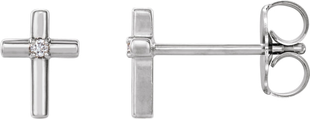 Platinum Round Natural Diamond Solitaire Cross Earrings