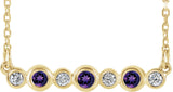 14K Gold Round Natural Amethyst Bezel-Set Bar Necklace – 0.08 CTW - Yellow Gold - view 3