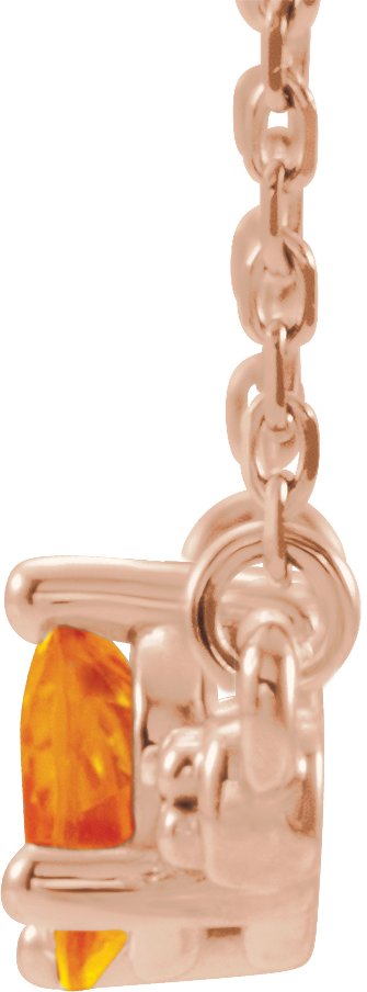 14K Gold Pear Natural Citrine Accented Bar Necklace - Rose Gold - view 2