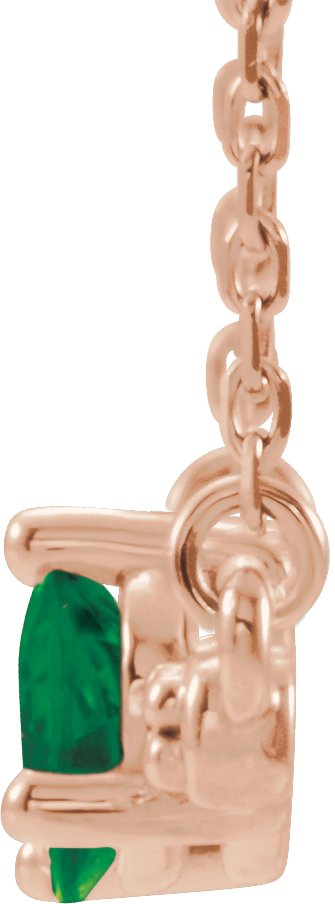 14K Gold Pear Lab-Grown Emerald Accented Bar Necklace - Rose Gold - view 2