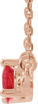 14K Gold Pear Lab-Grown Ruby Accented Bar Necklace - Rose Gold - view 2