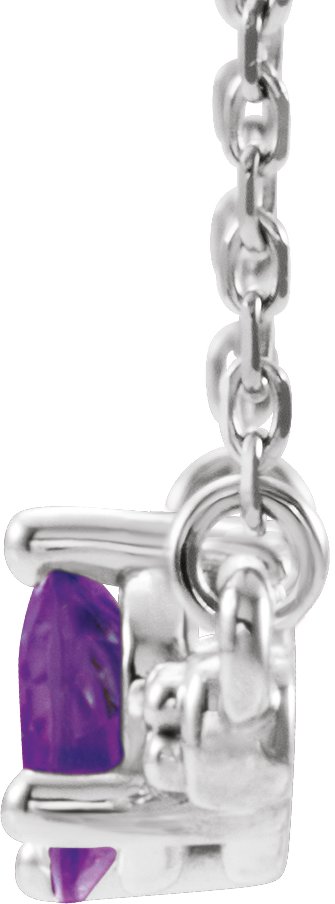 14K Gold Pear Natural Amethyst Accented Bar Necklace - White Gold - view 2