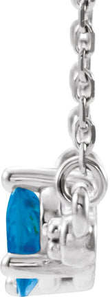 14K Gold Pear Natural Blue Zircon Accented Bar Necklace - White Gold - view 2