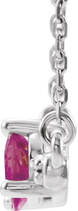 Platinum Pear Natural Pink Tourmaline Accented Bar Necklace - view 2