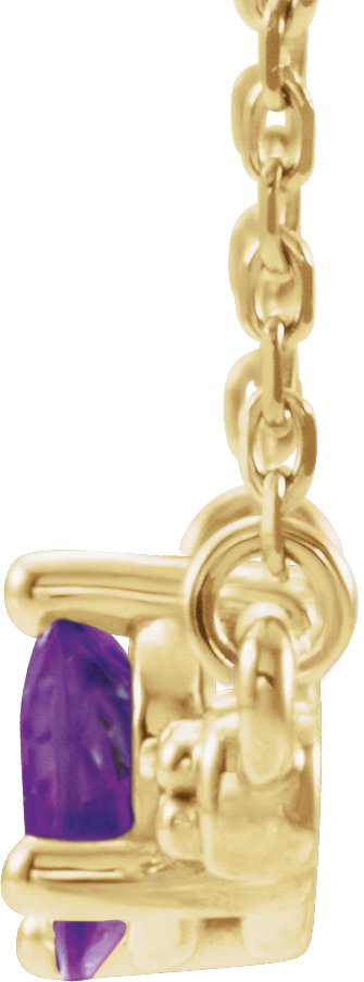 14K Gold Pear Natural Amethyst Accented Bar Necklace - Yellow Gold - view 2