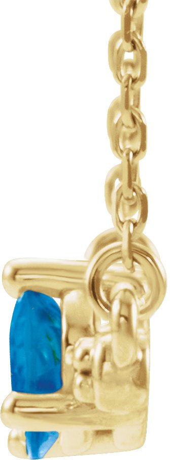 14K Gold Pear Natural Blue Zircon Accented Bar Necklace - Yellow Gold - view 2