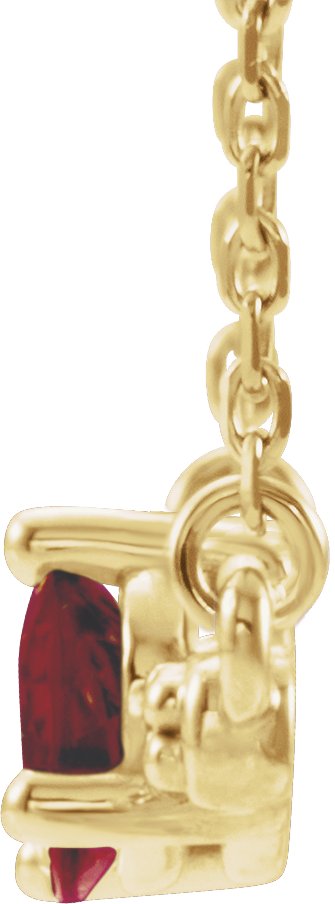 14K Gold Pear Natural Mozambique Garnet Accented Bar Necklace - Yellow Gold - view 2