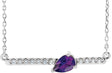 Platinum Pear Natural Amethyst Accented Bar Necklace