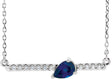 Platinum Pear Lab-Grown Blue Sapphire Accented Bar Necklace