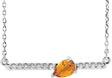 14K Gold Pear Natural Citrine Accented Bar Necklace - White Gold