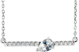 Platinum Pear Natural Diamond Accented Bar Necklace