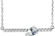14K Gold Pear Natural Diamond Accented Bar Necklace - White Gold