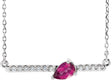 Platinum Pear Natural Pink Tourmaline Accented Bar Necklace