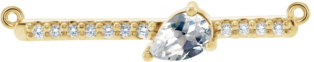 14K Gold Pear Lab-Grown Diamond Accented Bar Necklace - Yellow Gold