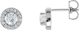 14K Gold Natural Diamond Round 4-Prong Halo-Style Earrings – 3.4-6.5mm Stones - White Gold
