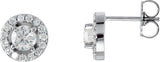 14K Gold Lab-Grown Diamond Round 4-Prong Halo-Style Earrings - White Gold