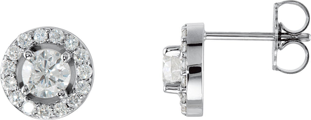 14K Gold Lab-Grown Diamond Round 4-Prong Halo-Style Earrings - White Gold