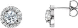 Platinum Natural Diamond Round 4-Prong Halo-Style Earrings – 3.4-6.5mm Stones