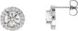 14K Gold Lab-Grown Diamond Round 4-Prong Halo-Style Earrings - White Gold