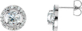 14K Gold Natural Diamond Round 4-Prong Halo-Style Earrings – 3.4-6.5mm Stones - White Gold
