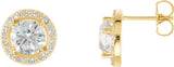 14K Gold Lab-Grown Diamond Round 4-Prong Halo-Style Earrings - Yellow Gold