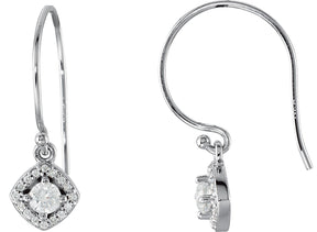 14K Gold Round Natural Diamond Halo-Style Earrings – 3.4-6.3mm Stones - White Gold
