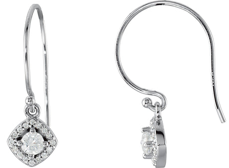 14K Gold Round Natural Diamond Halo-Style Earrings – 3.4-6.3mm Stones - White Gold