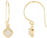 14K Gold Round Natural Diamond Halo-Style Earrings – 3.4-6.3mm Stones - Yellow Gold