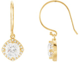 14K Gold Round Natural Diamond Halo-Style Earrings – 3.4-6.3mm Stones - Yellow Gold