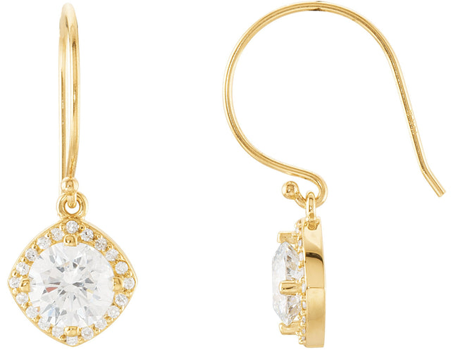 14K Gold Round Natural Diamond Halo-Style Earrings – 3.4-6.3mm Stones - Yellow Gold