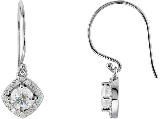 14K Gold Round Natural Diamond Halo-Style Earrings – 3.4-6.3mm Stones - White Gold