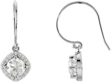 14K Gold Round Natural Diamond Halo-Style Earrings – 3.4-6.3mm Stones - White Gold