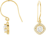 14K Gold Round Natural Diamond Halo-Style Earrings – 3.4-6.3mm Stones - Yellow Gold