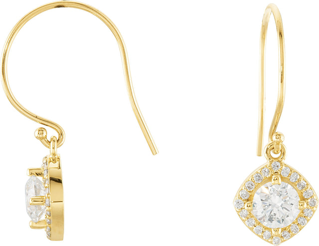 14K Gold Round Natural Diamond Halo-Style Earrings – 3.4-6.3mm Stones - Yellow Gold