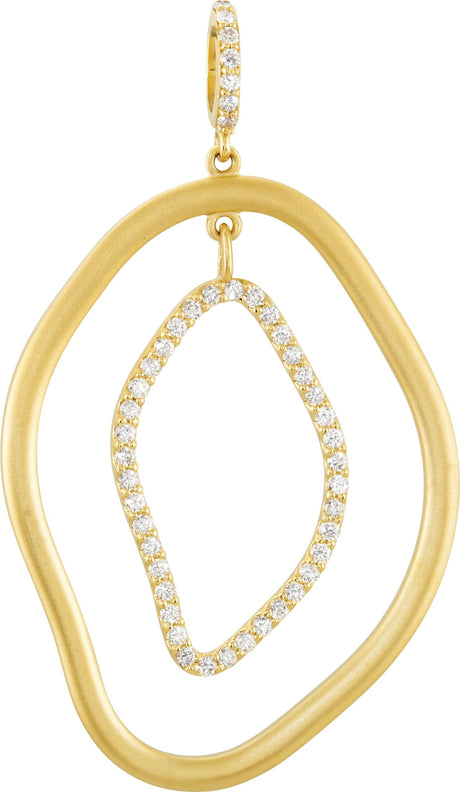 14K Gold Round Natural Diamond Accented Open Silhouette Pendant