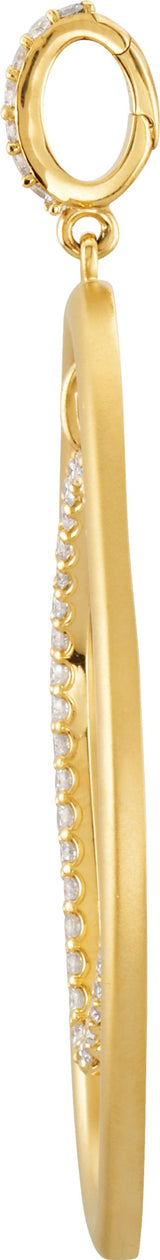 14K Gold Round Natural Diamond Accented Open Silhouette Pendant - view 2