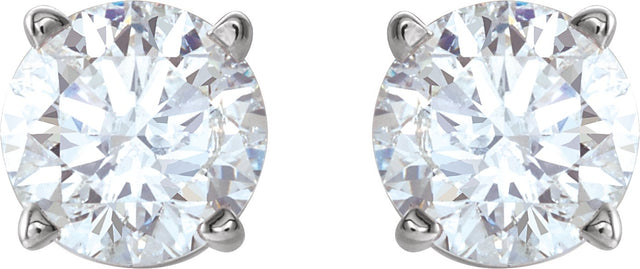 14K Gold Natural White Sapphire Round 4-Prong Lightweight Stud Earrings - White Gold - view 4