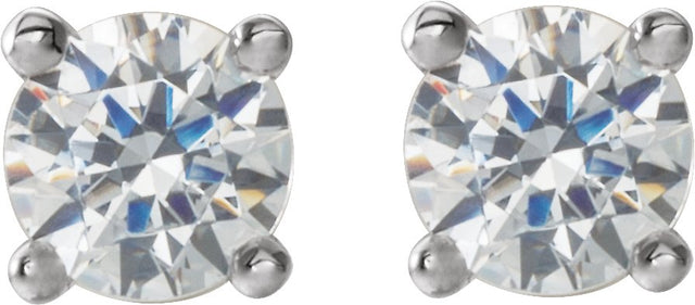 14K Gold Lab-Grown Diamond Round 4-Prong Cocktail-Style Stud Earrings – 2.5-6.3mm Stones - White Gold - view 2