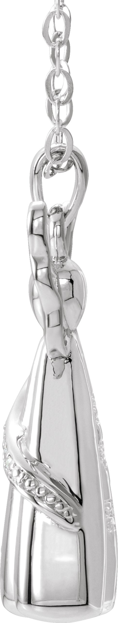10K Gold Round Natural Diamond Angel Ash Holder Necklace - White Gold - view 2