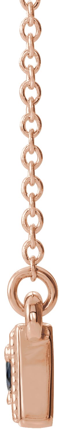 14K Gold Round Natural Blue Sapphire Three-Stone Bar Necklace - Rose Gold - view 2