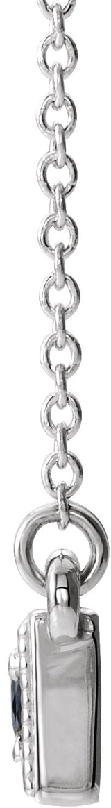 Platinum Round Lab-Grown Blue Sapphire Three-Stone Bar Necklace - view 2