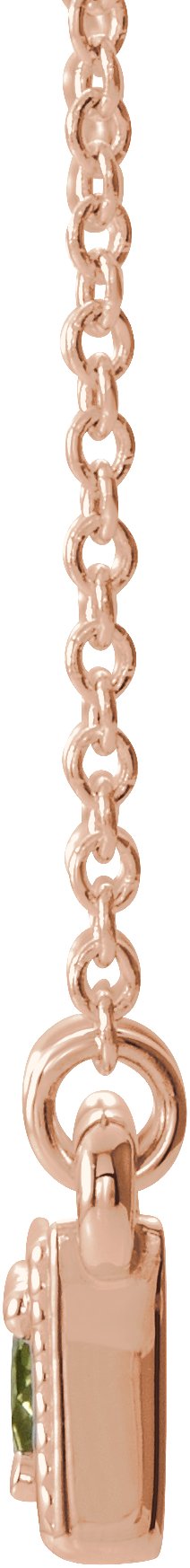 14K Gold Round Natural Peridot Three-Stone Bar Necklace - Rose Gold - view 2