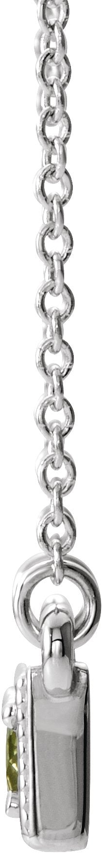 14K Gold Round Natural Peridot Three-Stone Bar Necklace - White Gold - view 2