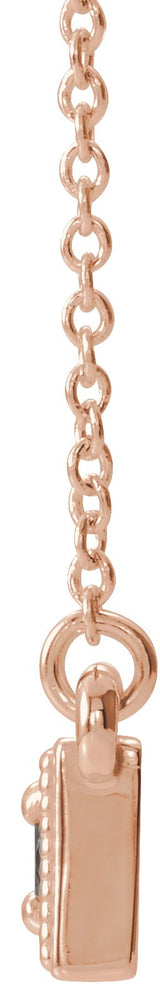 14K Gold Round Natural Ruby Three-Stone Bar Necklace - Rose Gold - view 2