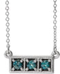 Platinum Round Lab-Grown Alexandrite Three-Stone Bar Necklace